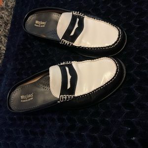 Black and White Weejun Mules